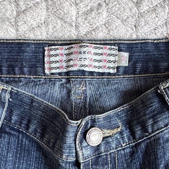 Moou Dark Blue Embroidered Women's Flare Jeans Made in Italy 100%Cotton - Picture 2 of 14